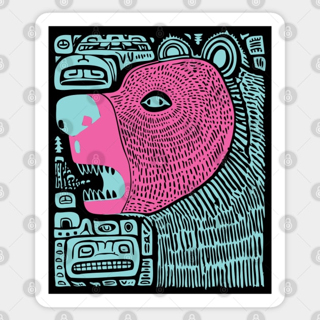 Spirit Bear Totem - Abstract Tribal Art Sticker by TuncGK